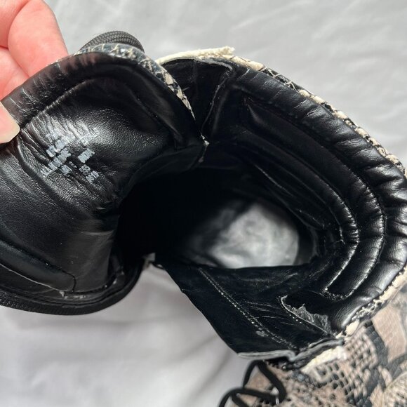 Marc Fisher Laboni Snake Print Lace-Up With Side Zip Combat Boots Womens 7.5 - Picture 11 of 12